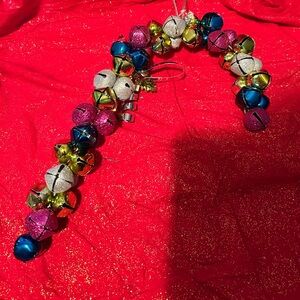 Vintage colourful jingle bell candy cane- hang in door- in wall and more